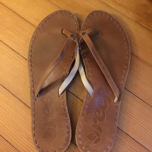 Reef Brown leather Flip Flops